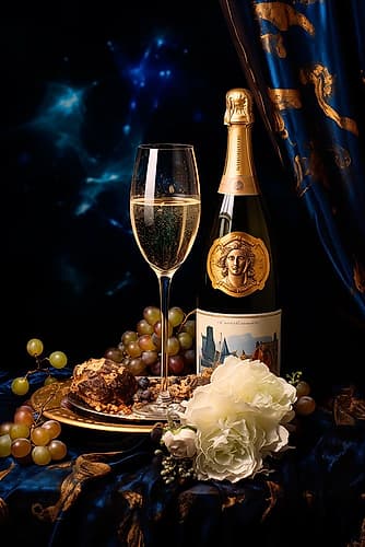 Wine bottle and glass Classical Print